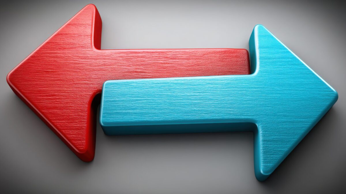 roter und blauer Pfeil zeigen nach links und rechts